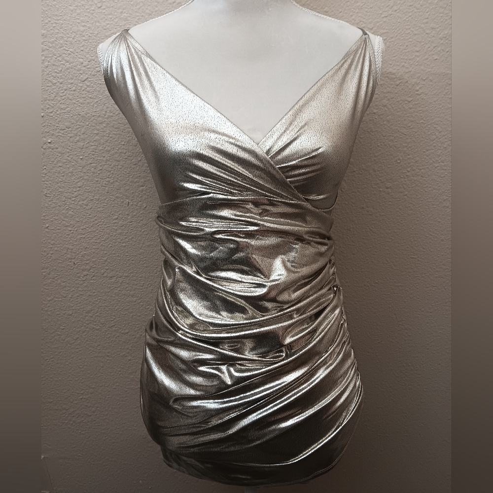 Metallic Gold Bodycon Cocktail Dress